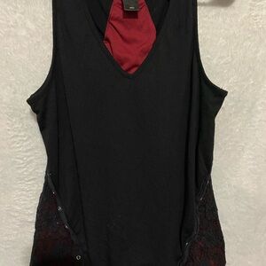 Midnight Hour Black and Red Lace corset Tank Top